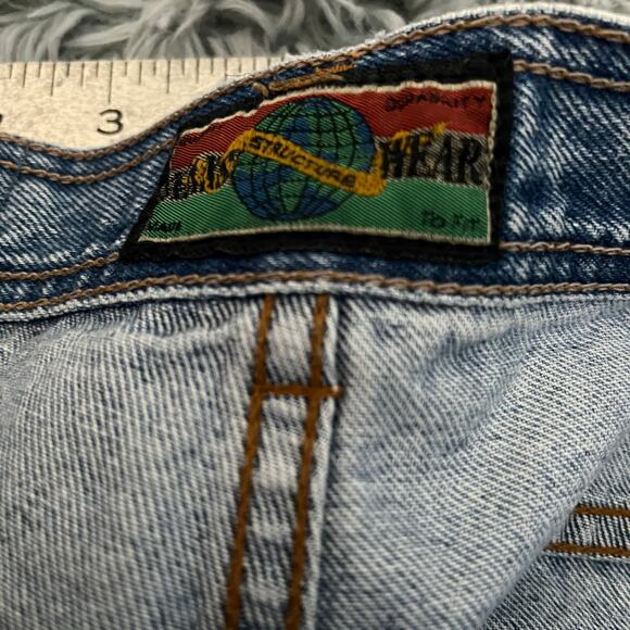 Vintage Structure Baggy Button Fly Blue Denim Jeans 1990s - Picture 10 of 11